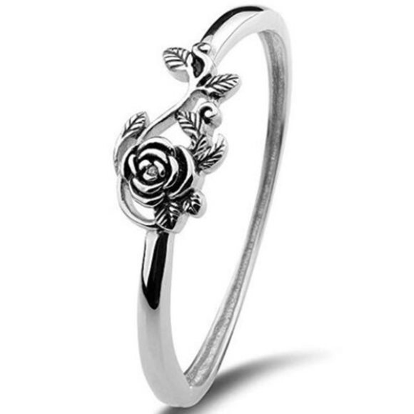 💍 Ethnic Style Dainty Rose Flower Anillo Vintage Silver Ring for Women, VIP420 - Picture 7 of 8